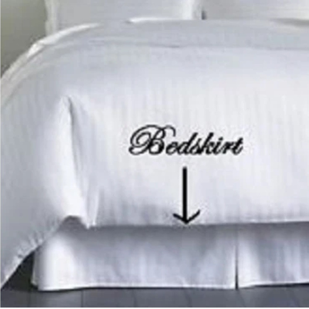 🆕 Damask White Striped Bedskirt Queen 500 Thread Count Cotton 15”